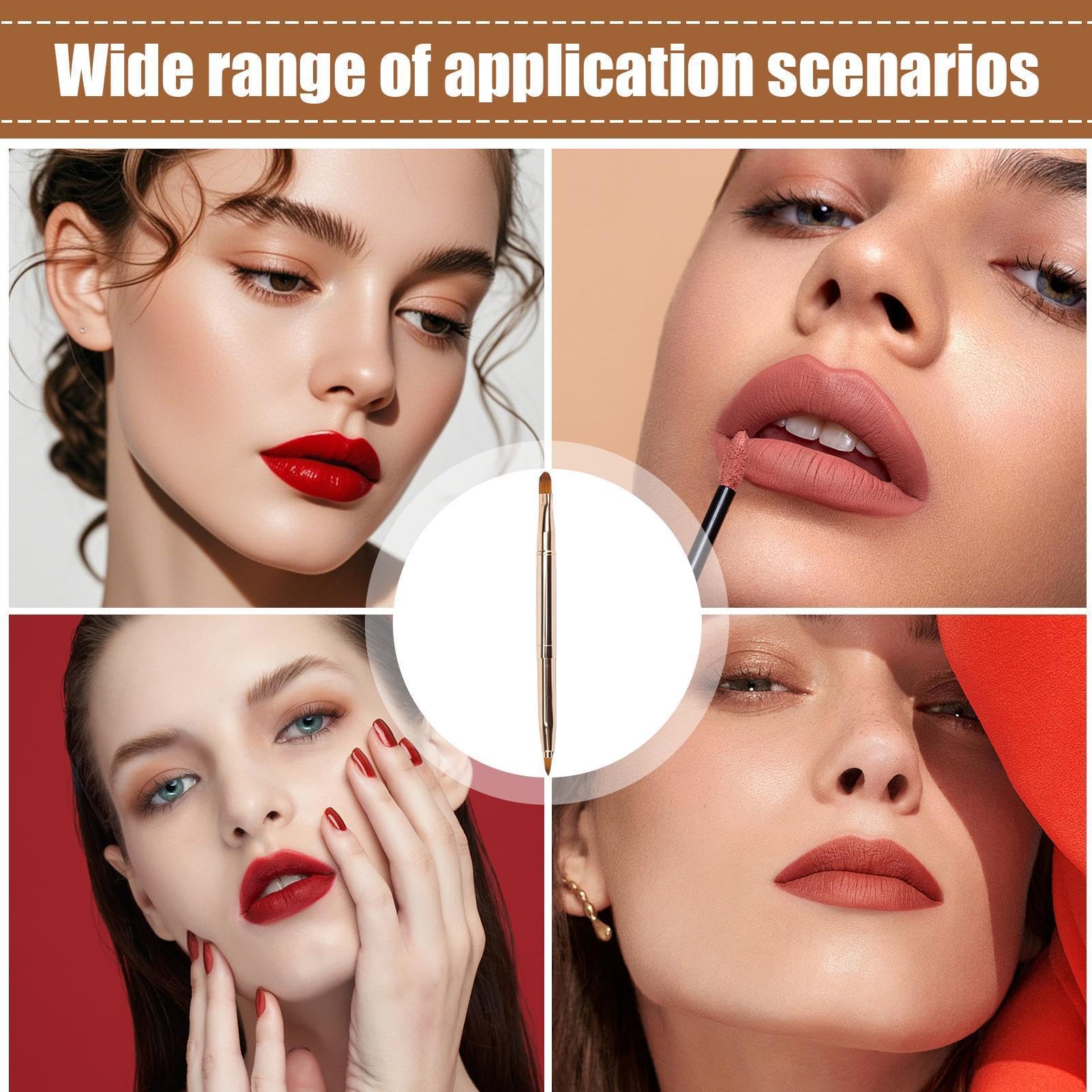 Pennello per labbra a doppia estremità, applicatore retrattile per trucco, labbra e rossetto, strumento di miscelazione con tappo per lucida, ombretto, pennello cosmetico multiuso per kit