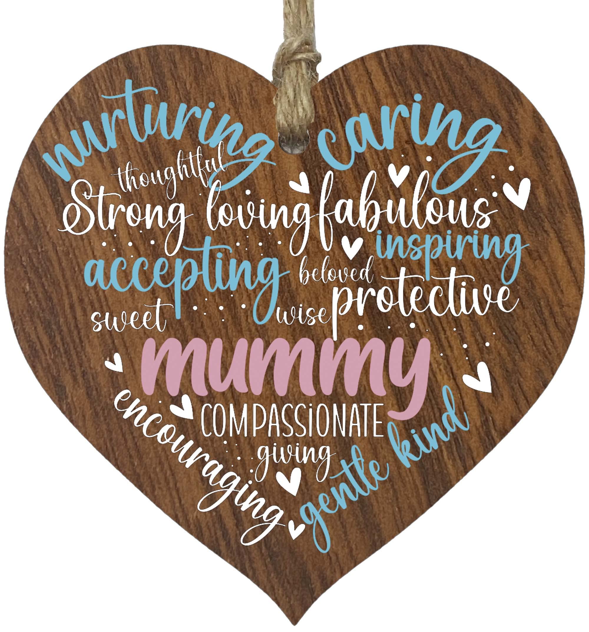 Stuff4 Girls Mummy (Dark Wood) Mummy Birthday Gifts Wooden Heart Plaque, Dark Wood Sign, Mothers Day Gifts For Her, Worlds Best Mummy Hanging Wood Heart, Mummy Mother, Presents For Mummy On Her Birthday