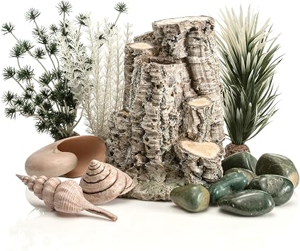 biOrb Forest Rhythm Decor Set, Silver/Green/Natural, Fish Friendly Decor for Aquariums