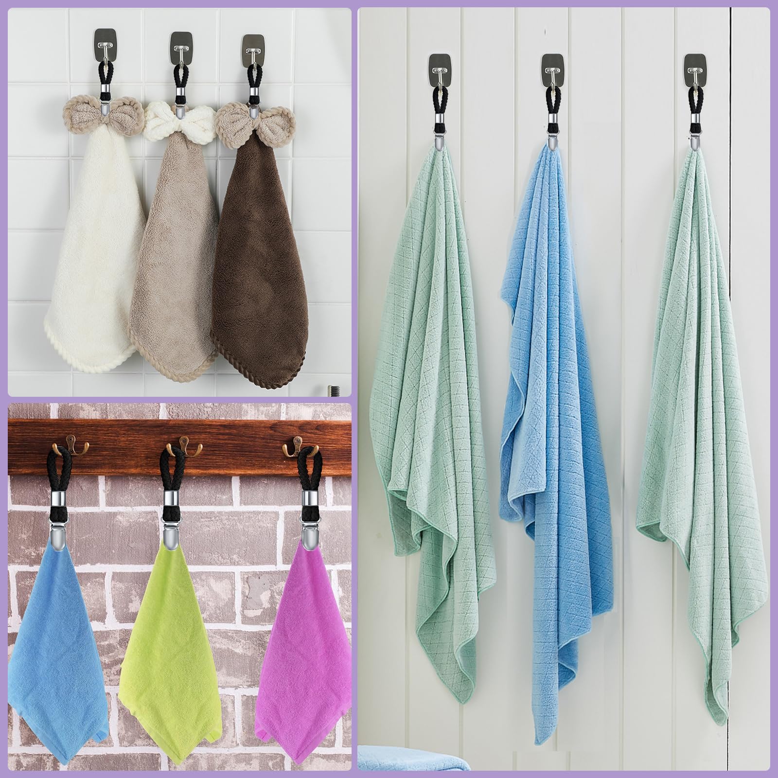 8 Handtuchklammern Schwarz - Praktische Aufhänger Für Küche & Bad Ohne Bohren
