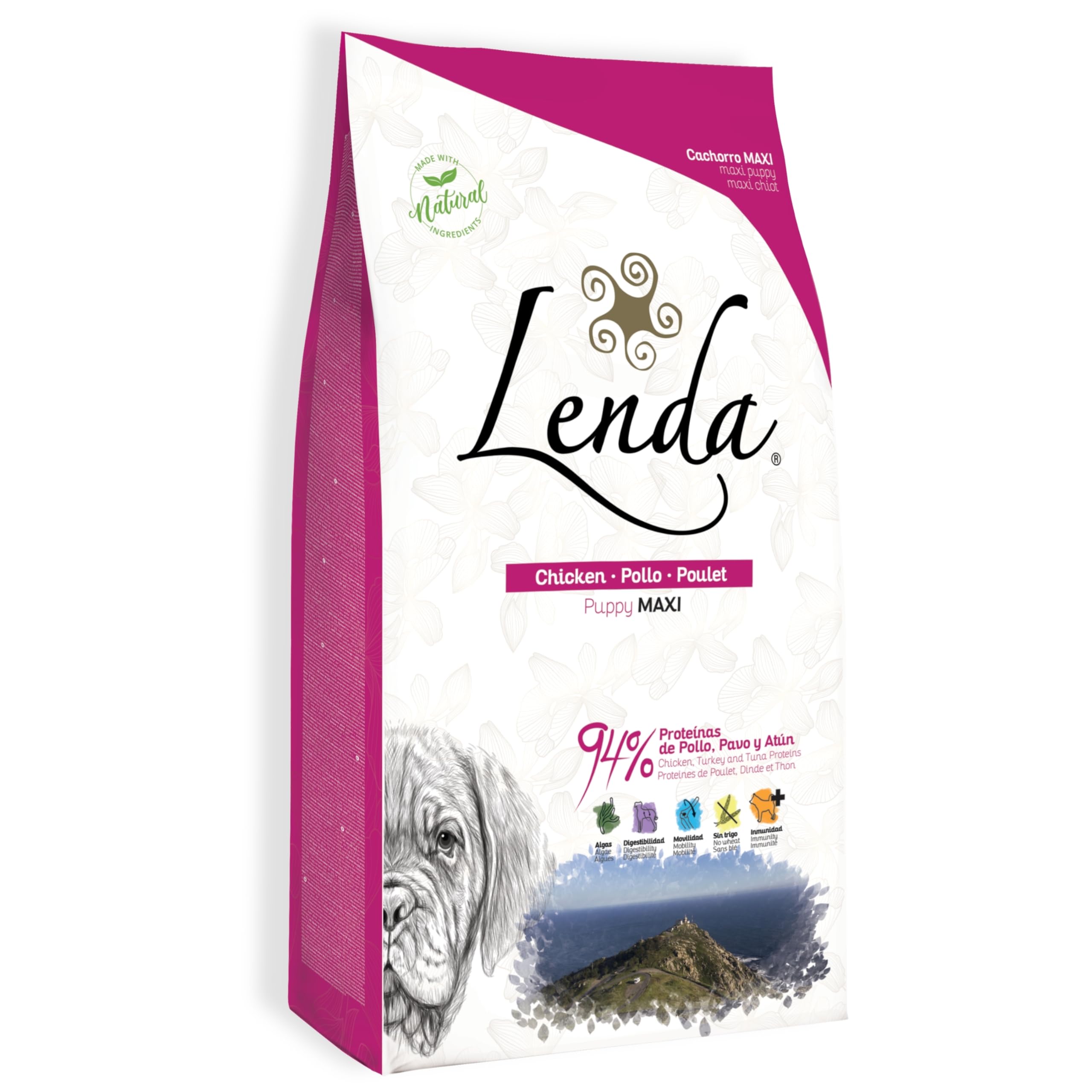 Lenda Puppy Maxi 12KG - Pienso para Cachorros y Perros Jóvenes de Razas Grandes Y Gigantes | Alimento Completo para un Crecimiento Equilibrado | Hipoalergénico | Rico en Pollo