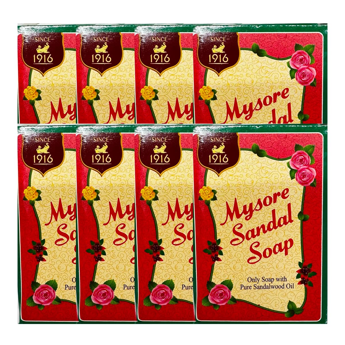Mysore Sandal Soap Bathing Soap Only Soap With Pure SandalWood Oil Enriched Sandal Soap Natural Indian Origin 125G Pack Of 8