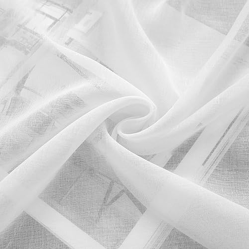 Miniatura 7 de Smithoom Cortinas romanas clásicas de color sólido translúcido, persianas romanas con nudo de lazo de tul y gasa vertical con bolsillo para barra,