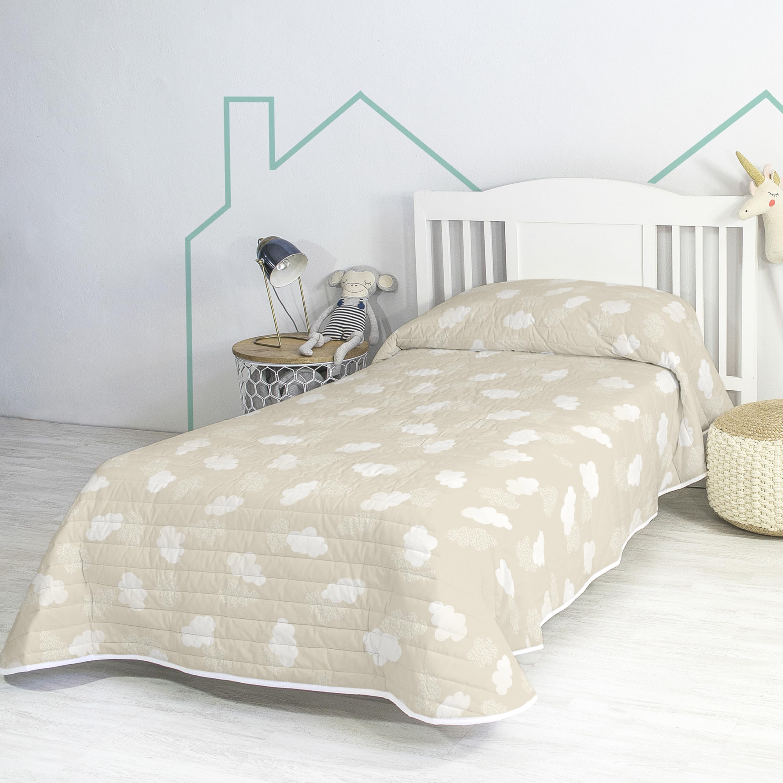 Colcha beige Clouds 200x260 cm pour lit de 105