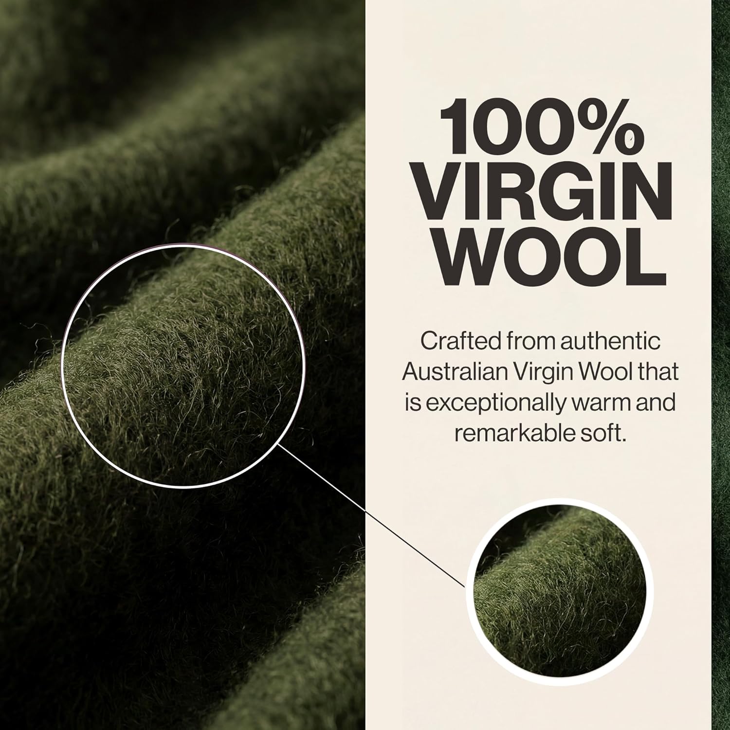 100% Wool Blanket - Premium Ultra-Soft & Warm, Twin 62"x 84" Large Size Blanket for Couch, Bed, Home, Camping & Outdoors