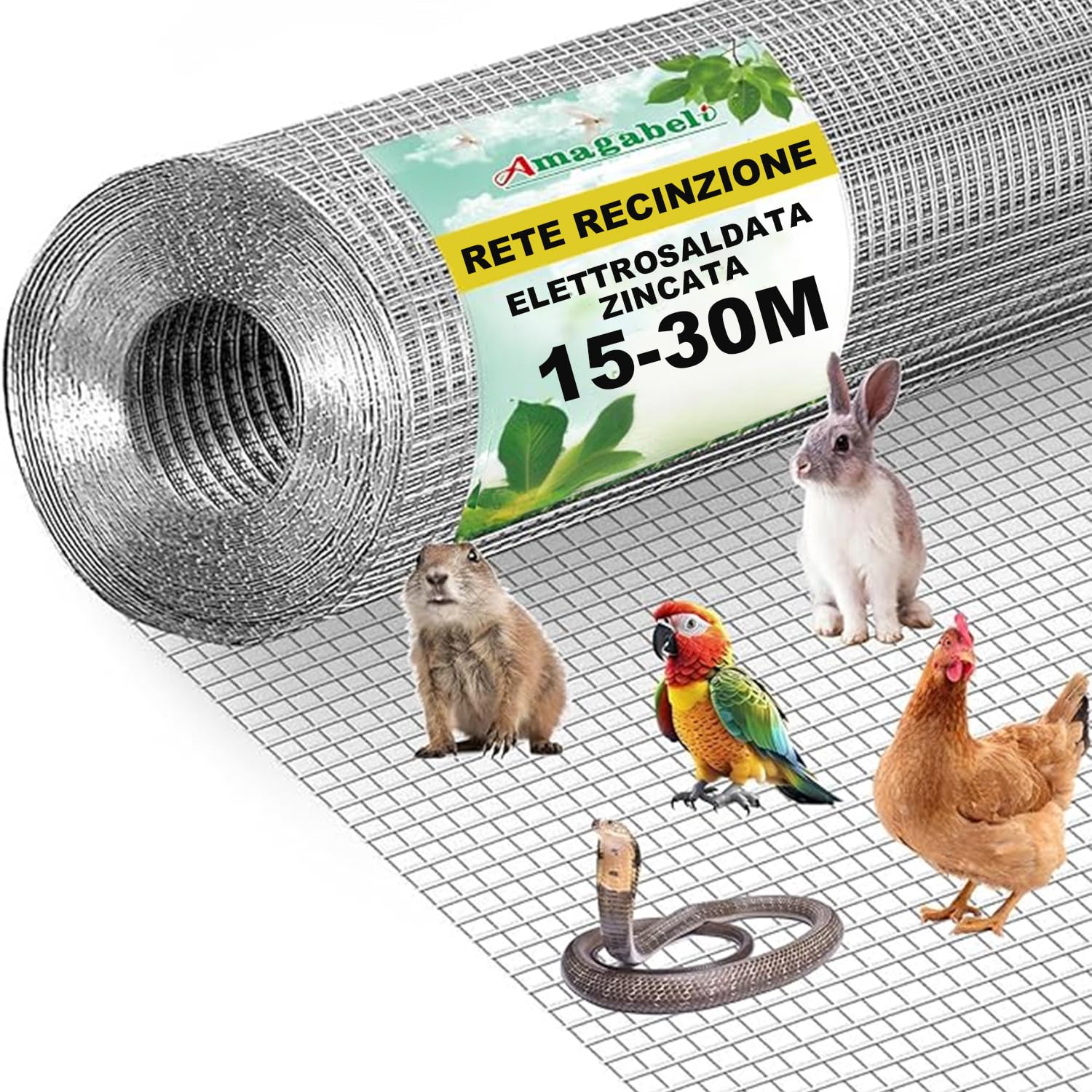 Amagabeli 0.9M*15M Rete Metallica Recinzione Saldata Zincata 6.3mm Maglia Rete Recinzione Elettrosaldata Zincata Quadrata Recinzione Elettrosaldata Spessore Giardino recinzioni recinzione
