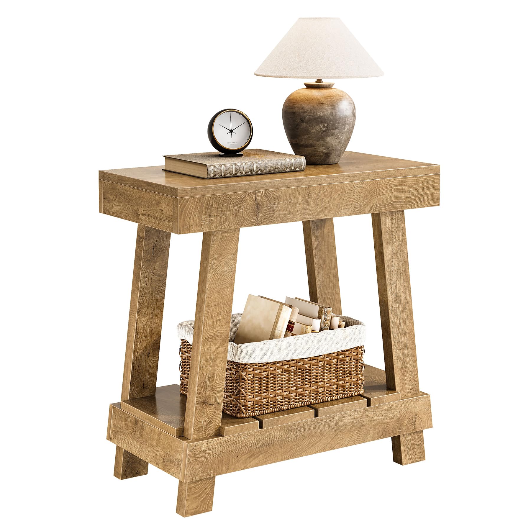 Tribesigns Bedside Table Slim, Sofa End Table With Storage, Wooden Side Tables For Living Room Bedroom, 2 Tiers