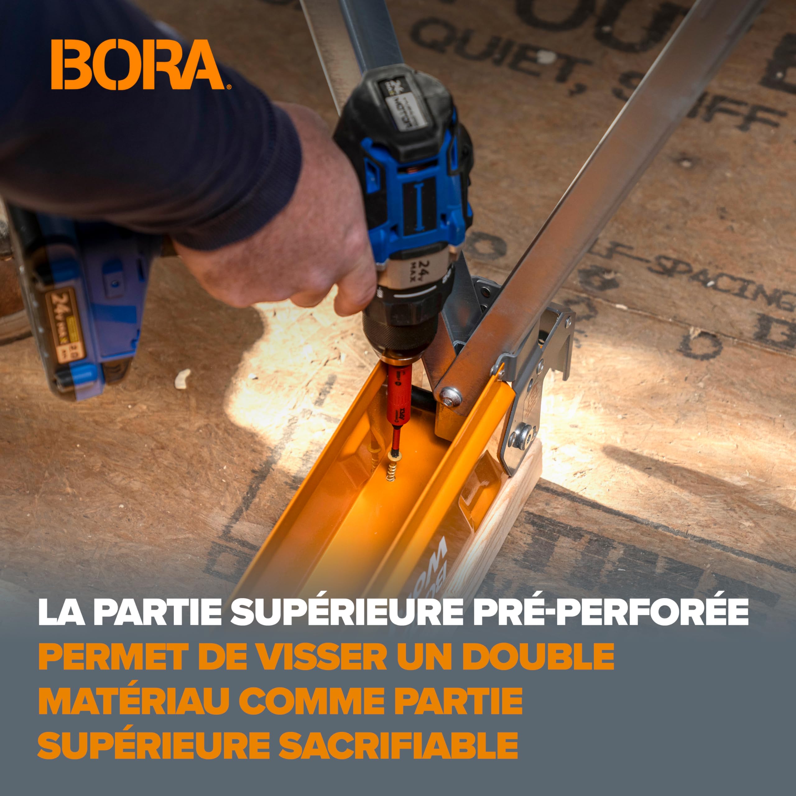 BORA Workhorse XT PM-3360T Lot de 2 chevalets de sciage pliables et réglables en hauteur avec pieds réglables pour entrepreneurs Établi portable avec décapsuleur intégré