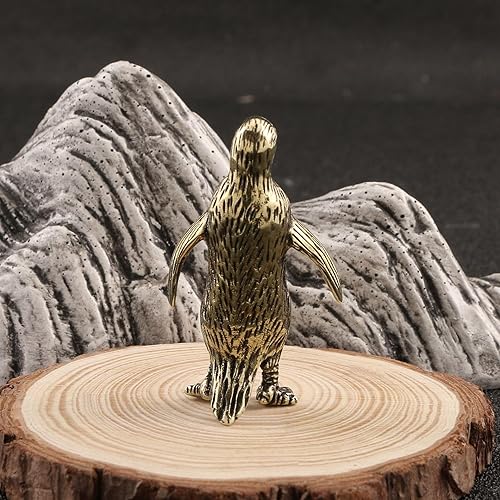 Vista 5 de Figuras en miniatura modelo de pingüino de latón, animales interesantes de bronce, estatua de pingüino, emperador, escultura, adorno de escritorio