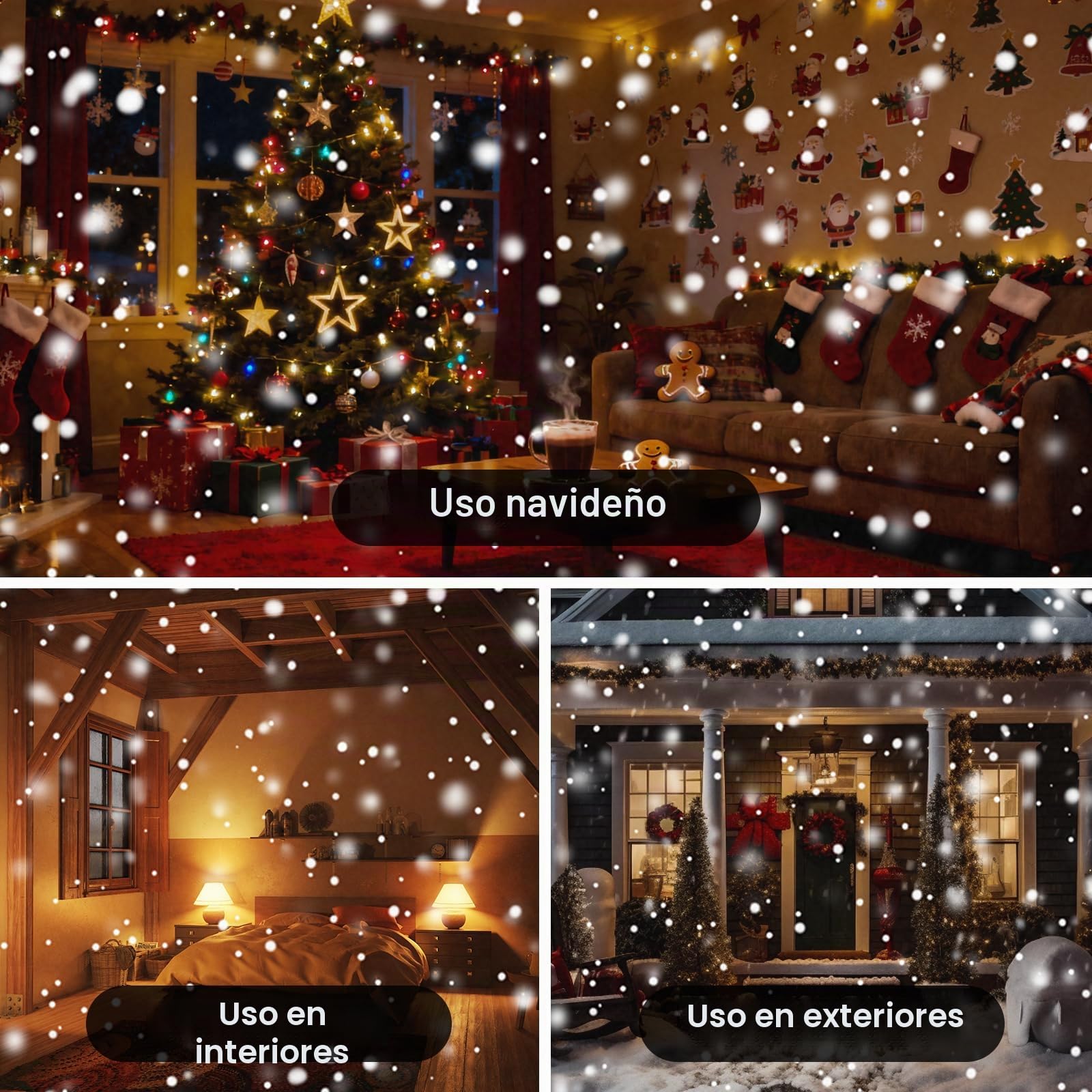 Proyector de Luz de Navidad, Luces LED de Nieve para Decoración de Navidad, Proyector de Luces al Aire Libre Impermeable con Control Remoto, Luz Nocturna, Foco para Año Nuevo, Vacaciones, Halloween