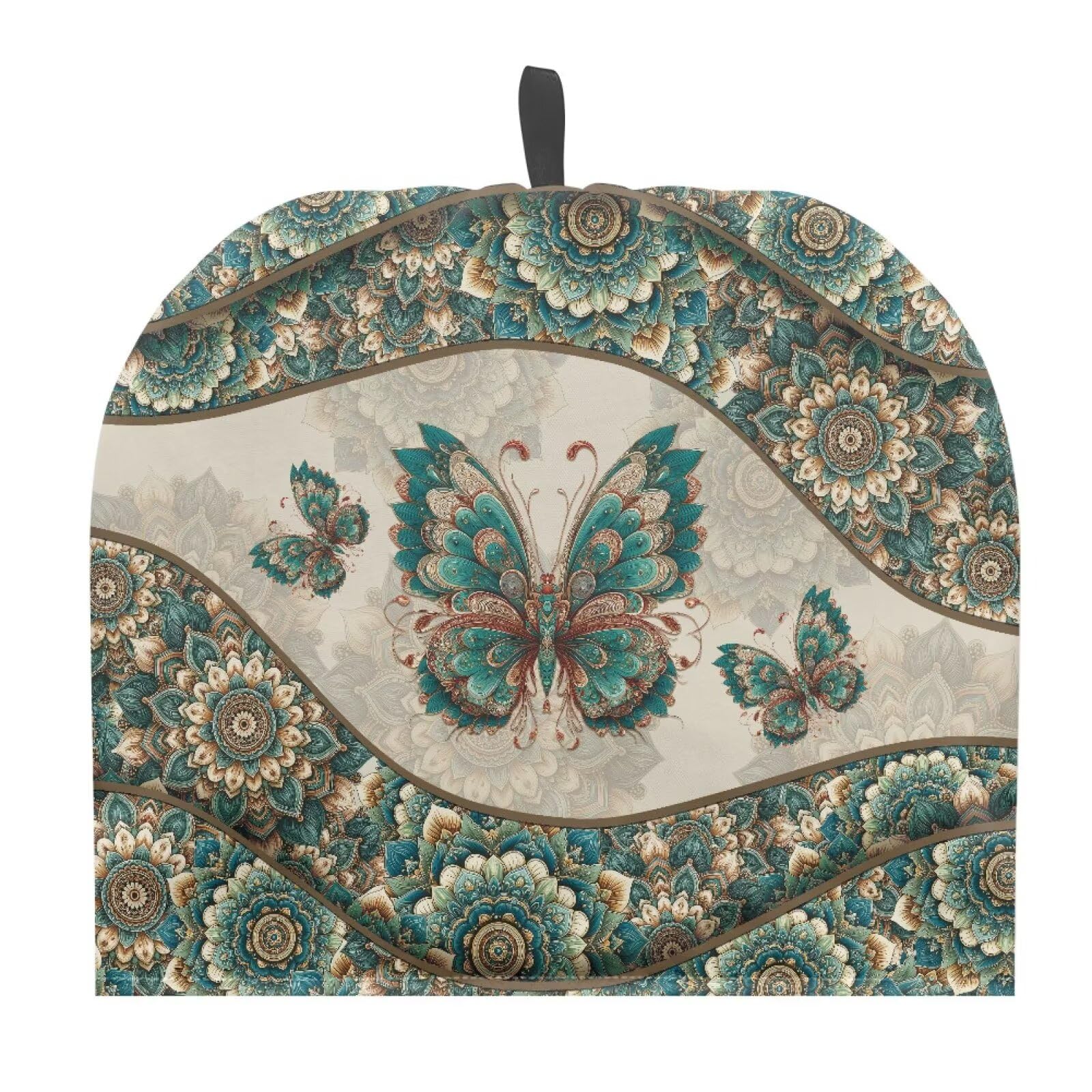 Tutolipy Bohemia Flower Tea Pot Cover Boho Butterfly Teapots Cozy Insulated Tea Cozies Home Kitchen Decoration Teapot Dust Proof Cover Warming for Restaurant