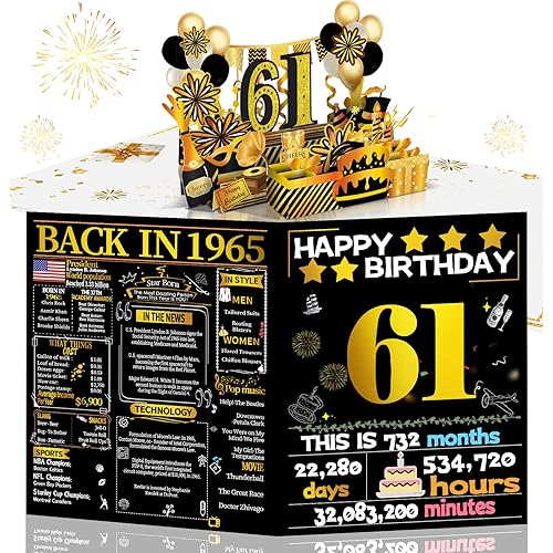 Miniatura 102 de Joycard Tarjeta de cumpleaños número 42 para mujeres y hombres, regalo de feliz cumpleaños 3D desplegable para ella y él, divertidas decoraciones