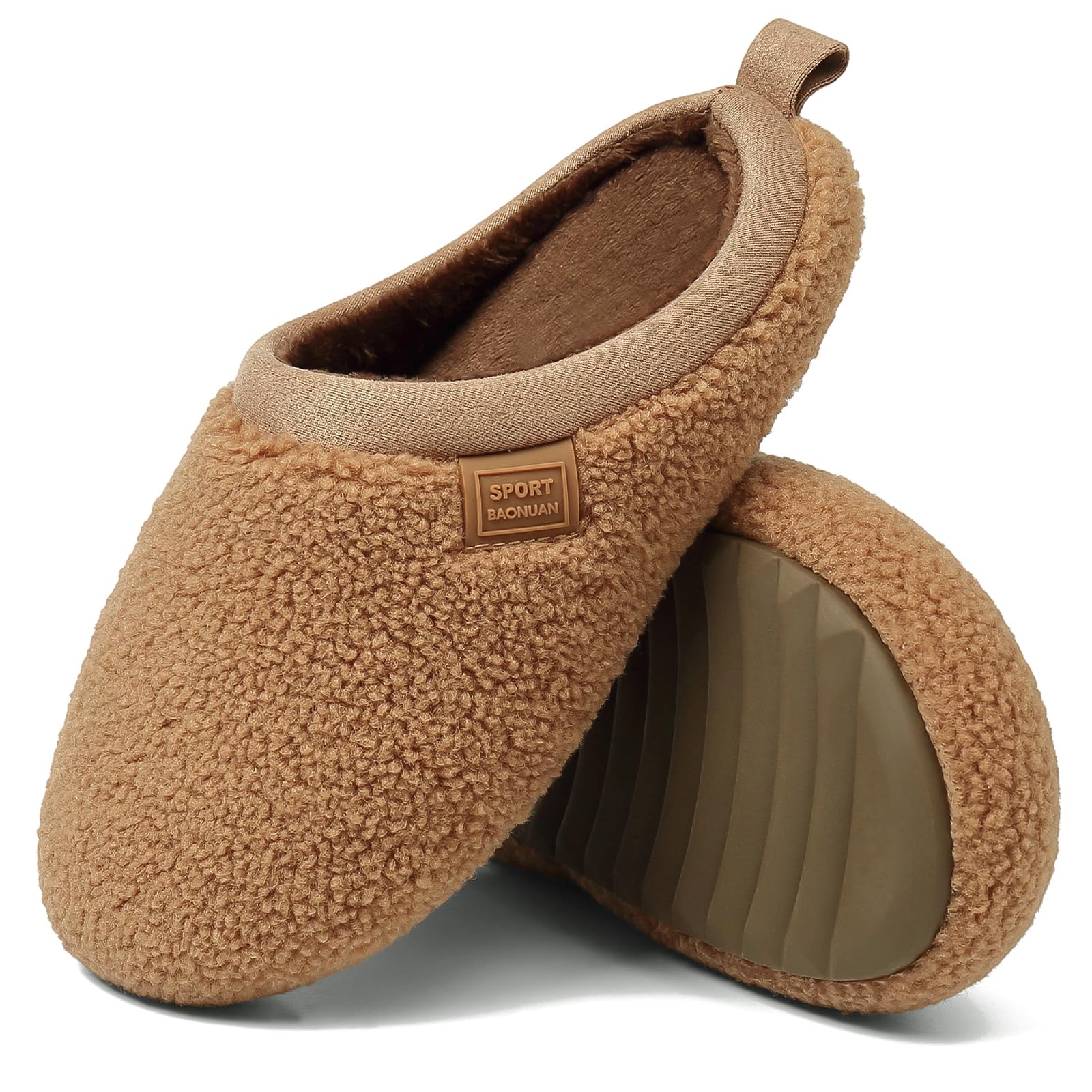 Plush Fuzzy Slip on Indoor Slippers Womens Thermal Slippers with Faux Fur Lining Soft Comfy Memory Foam Non-slip
