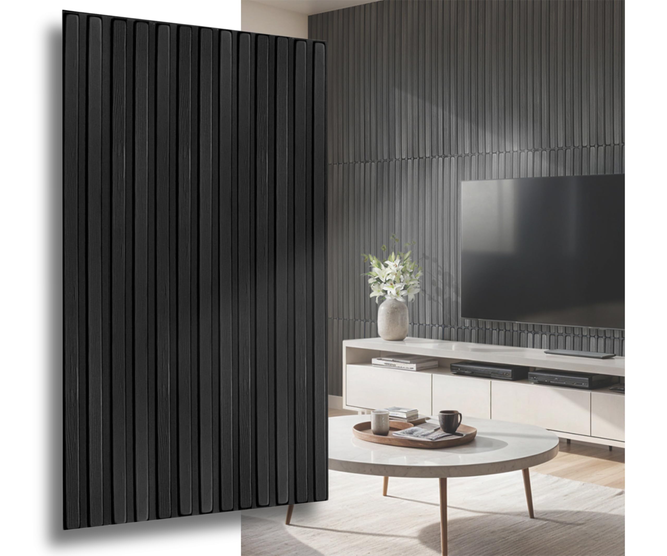 Pannelli da parete in polistirolo 3D, pannelli da soffitto, XL, decorativi, lamelle in polistirolo, imitazione, soffitto, rivestimento da parete, spessore 3 mm, 100 x 50 cm, 16 m², 32 pezzi (nero 3D