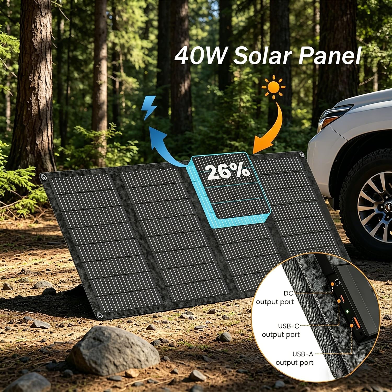 Elfcam - Solar Akku Set für Starlink Mini, 166,5Wh 45000mAh Powerbank mit faltbarem 40W Solarpanel, DC 30V Ausgang, USB-C PD 65W Mobile Stromversorgung für Camping, Wohnmobil, Van und Outdoor