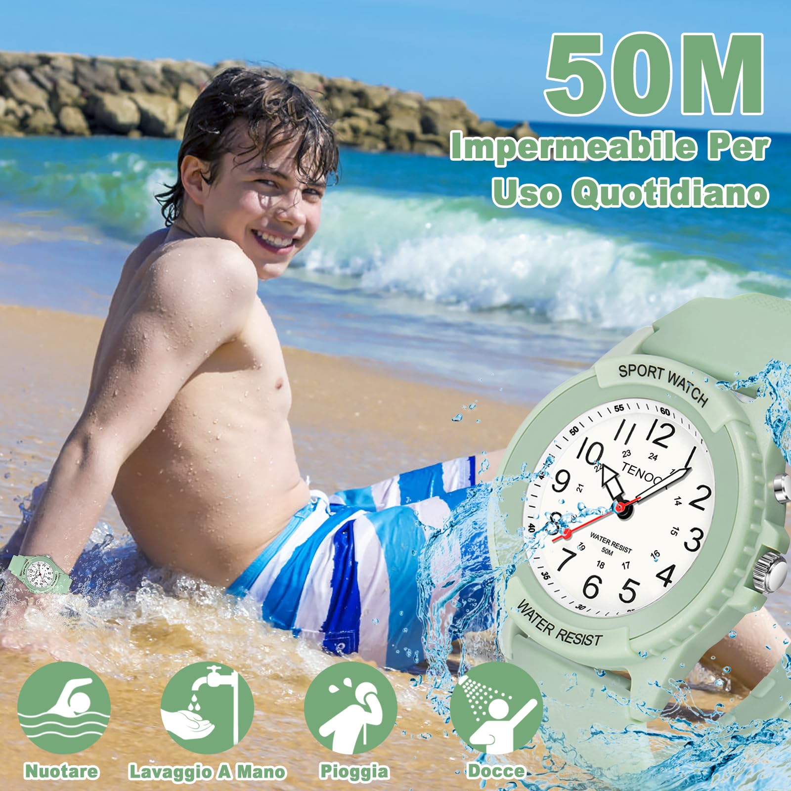 TENOCK Orologio Da Polso Sportivo Da Donna Analogico Al Quarzo 50 M Impermeabile Con Luce Notturna Per Abbinamenti Casual O Attività Sportive