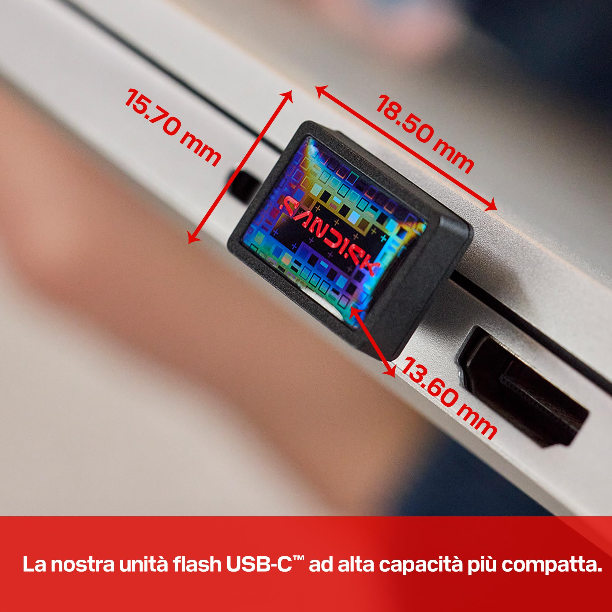 SANDISK Extreme Fit, Unità Flash USB-C 512 GB (Velocità di lettura fino a 400 MB/s, USB 3.2 Gen 1, USB Type-C, storage plug-and-stay, l'app SANDISK Memory Zone)