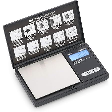 AWS Series Digital Pocket Weight Scale 100g x 0.01g, (Black), AWS-100-Black