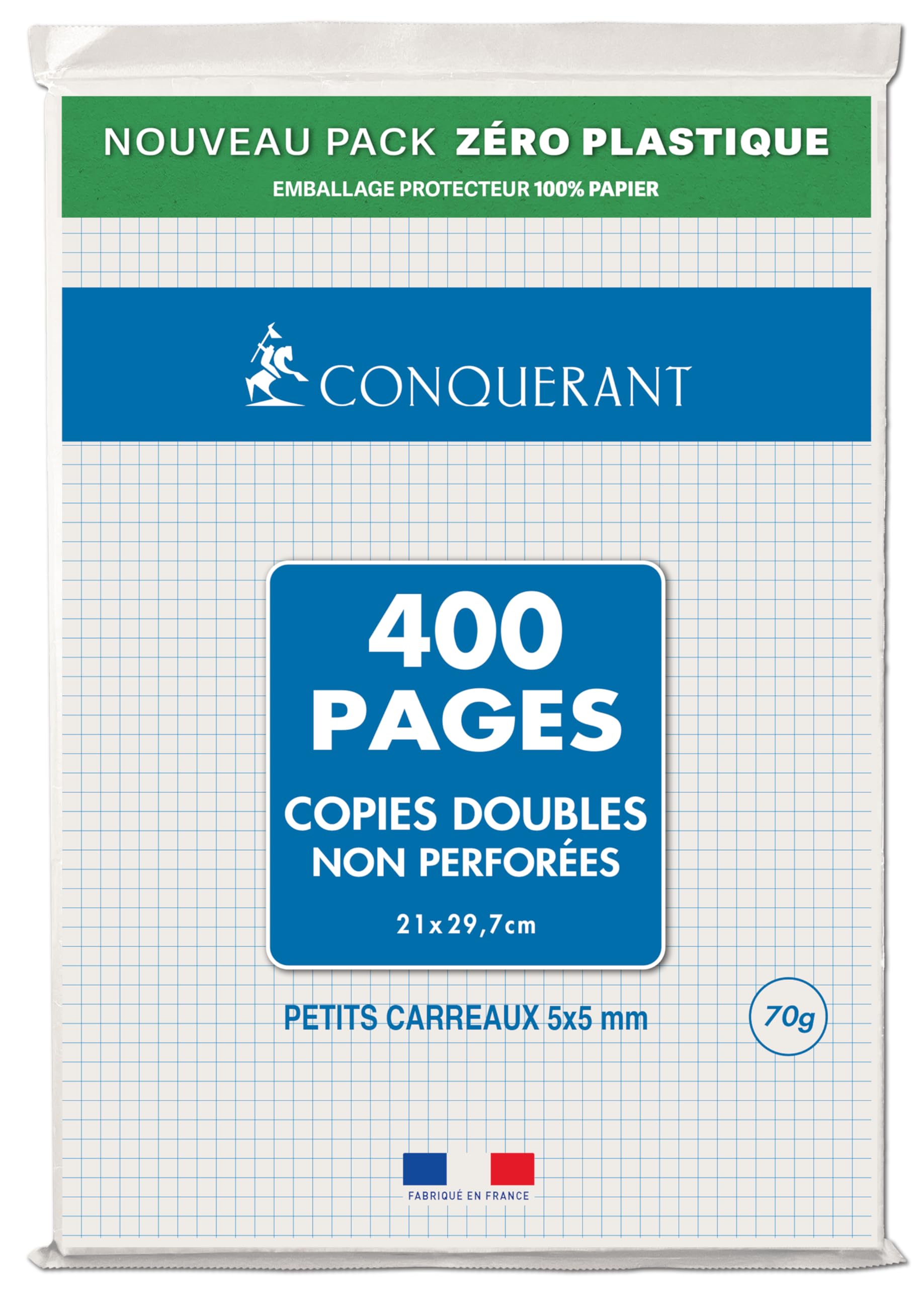 Conquérant - Punched Double Sided Paper A4 Petits Carreaux C. Doubles