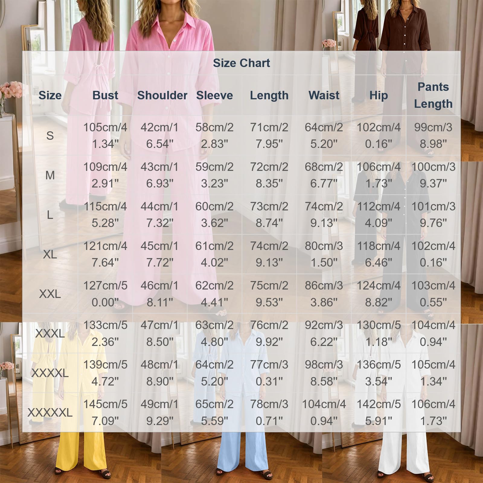 Mock Linen Co Ord Set per le donne Plus Size Casual 2 pezzi Abiti a maniche lunghe Button Down Camicia a gamba larga Pantaloni Loungewear Set Casual Allentato Tie Back Tute Da Viaggio Set Aeroporto