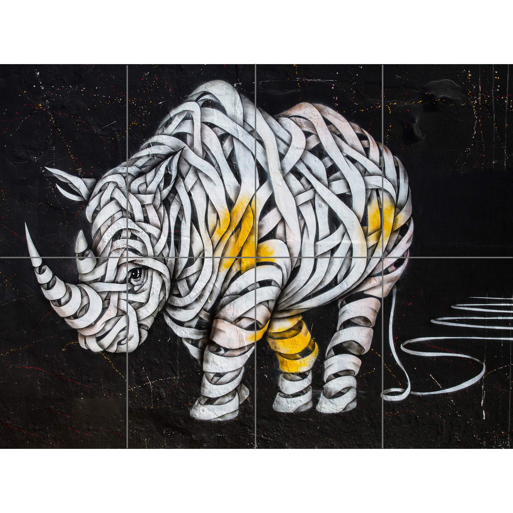 Artery8 Rhino Graffiti Art Animal XL Giant Panel Poster (8 Sections)