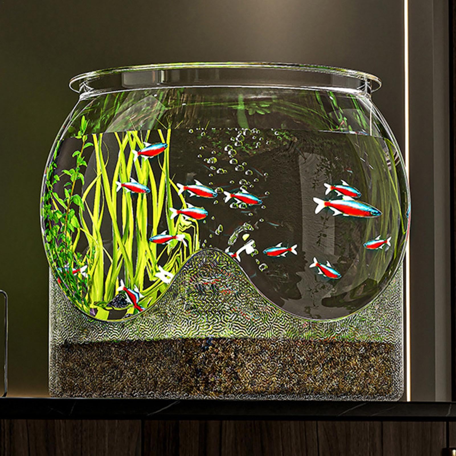Bol à Poisson d'Aquarium Clair - Réservoir pour Tortue et Betta, Décoration Intérieure de Bureau
