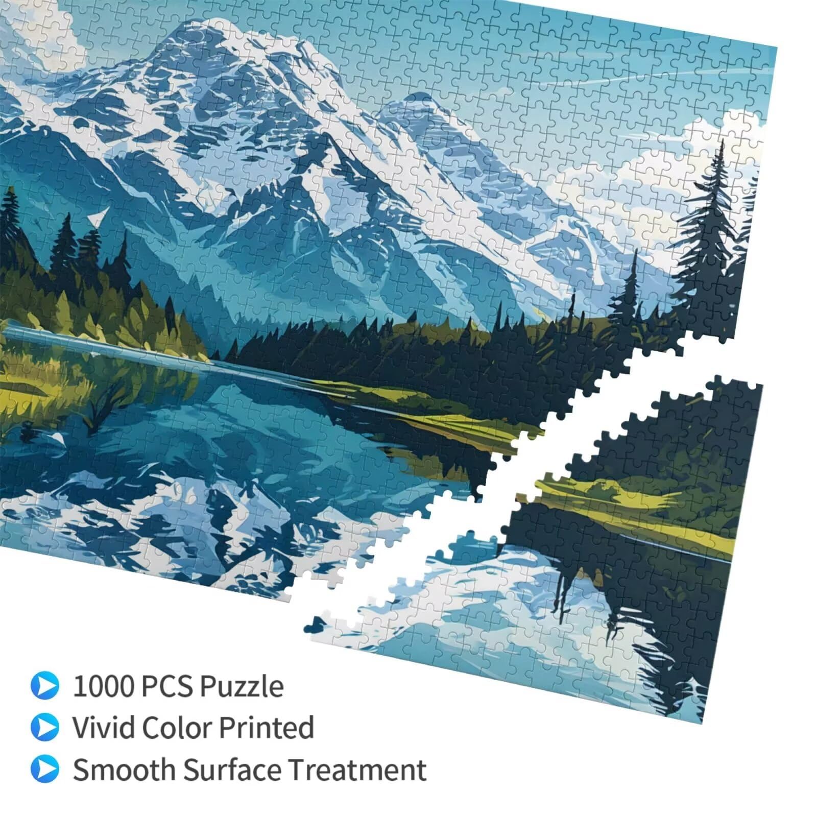 Puzzles Paisaje 1000 Adultos, Puzzle Montaña con Cajas y Cartel, Juego Clásico de Puzzle Arte para Entretenimiento Adultos, Regalos de Decoración del Hogar para Pasatiempos Creativos de Mujeres 2T-10