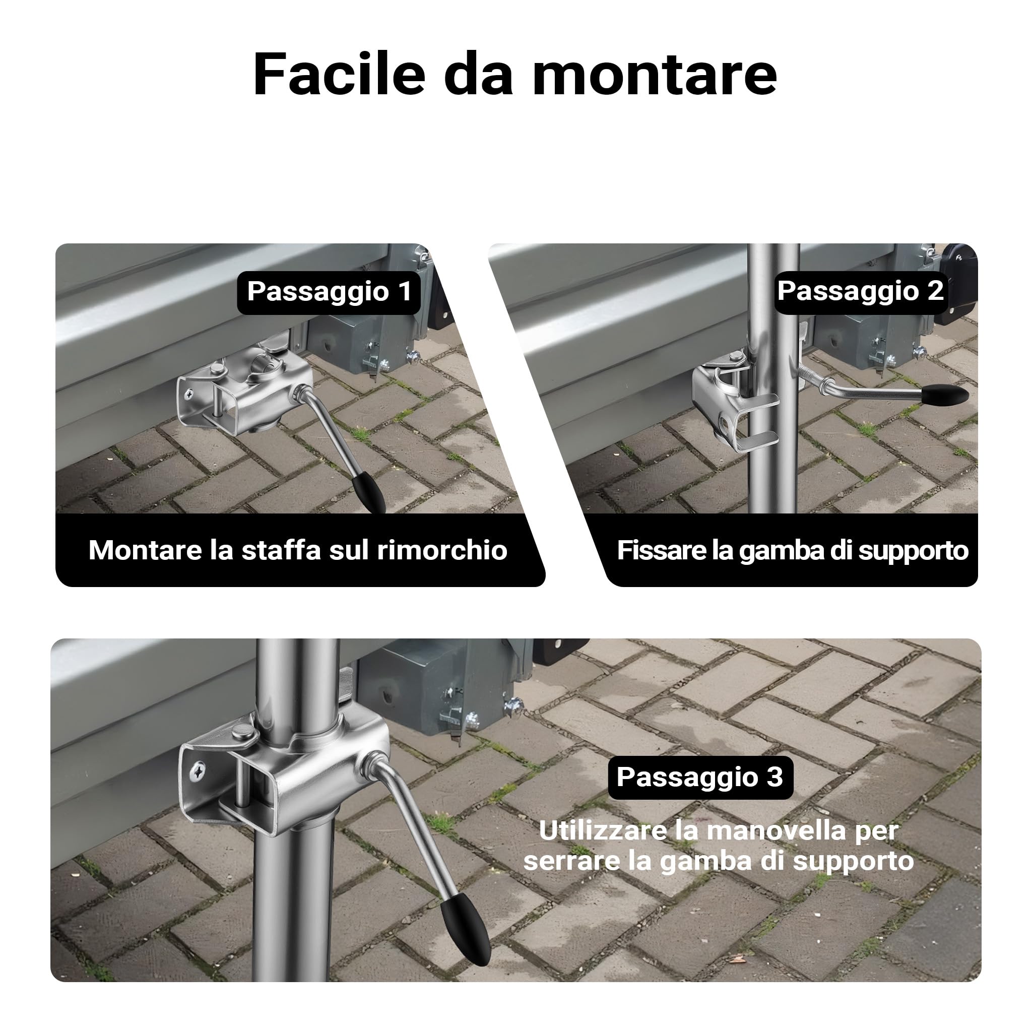 XPOtool Supporto per rimorchio 2 Pezzi Altezza Regolabile 510-760mm con 2 Morsetti Ø48mm