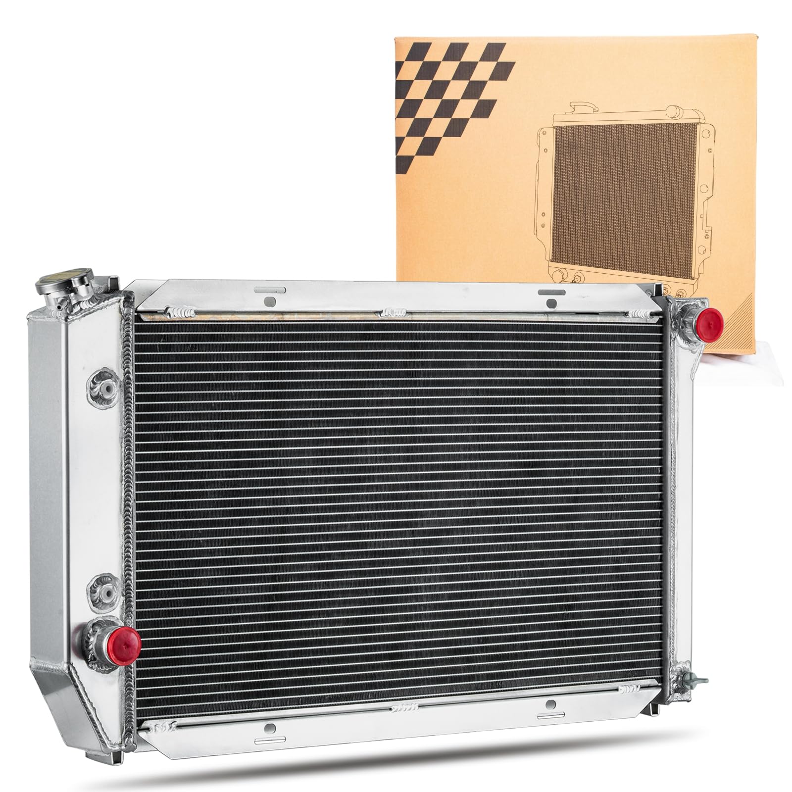 4 Row Radiator For 1975-1979 1976 1977 1978 Ford Ranchero Thunderbird Torino, 1975-1977 Lincoln Mark V IV, 1975-1979 Mercury Cougar Montego, All Aluminum Radiator