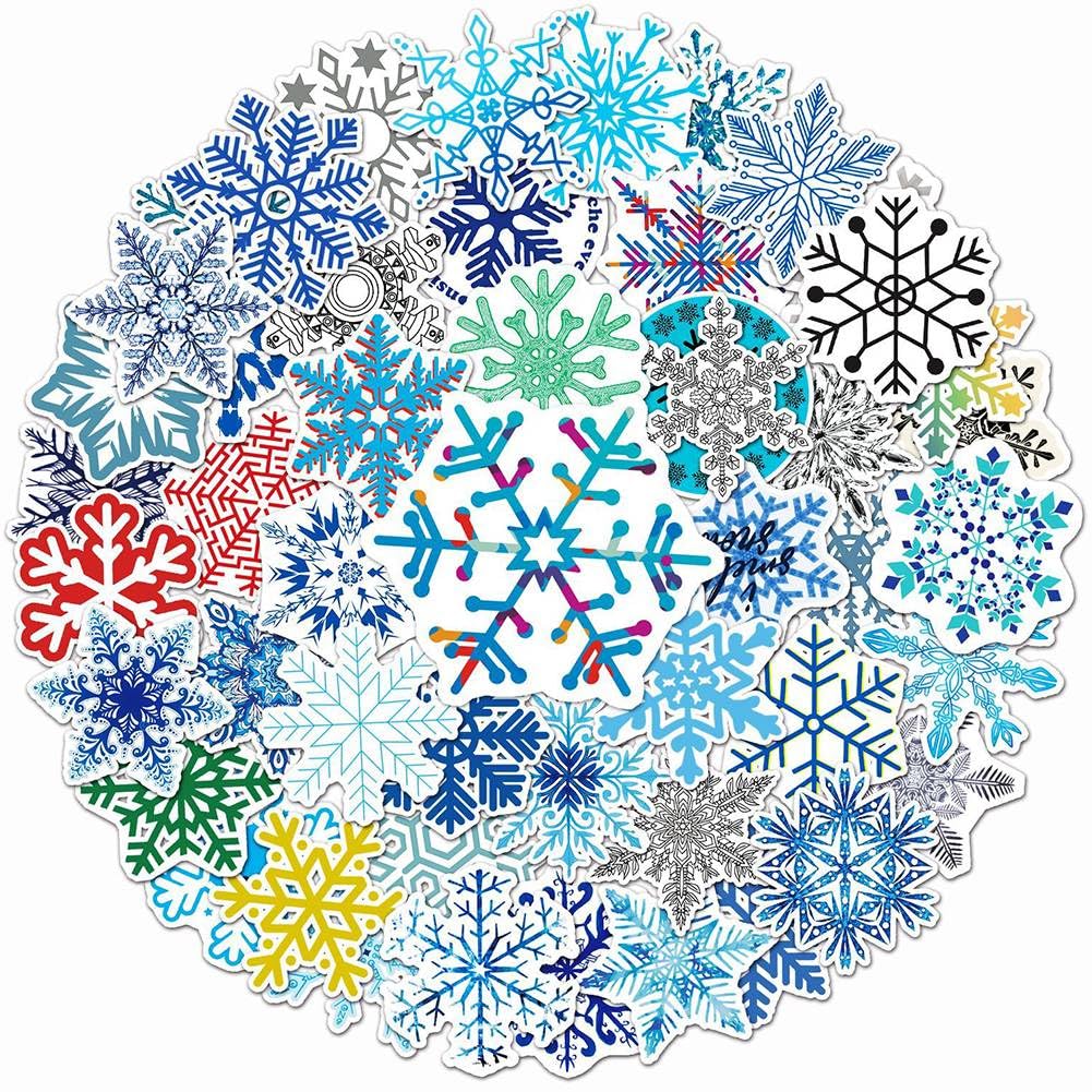 UDSKNV[KSL Waterproof Vinyl Snowflake Stickers 200 Pcs-Winter Decorations for Crafts and Gifts