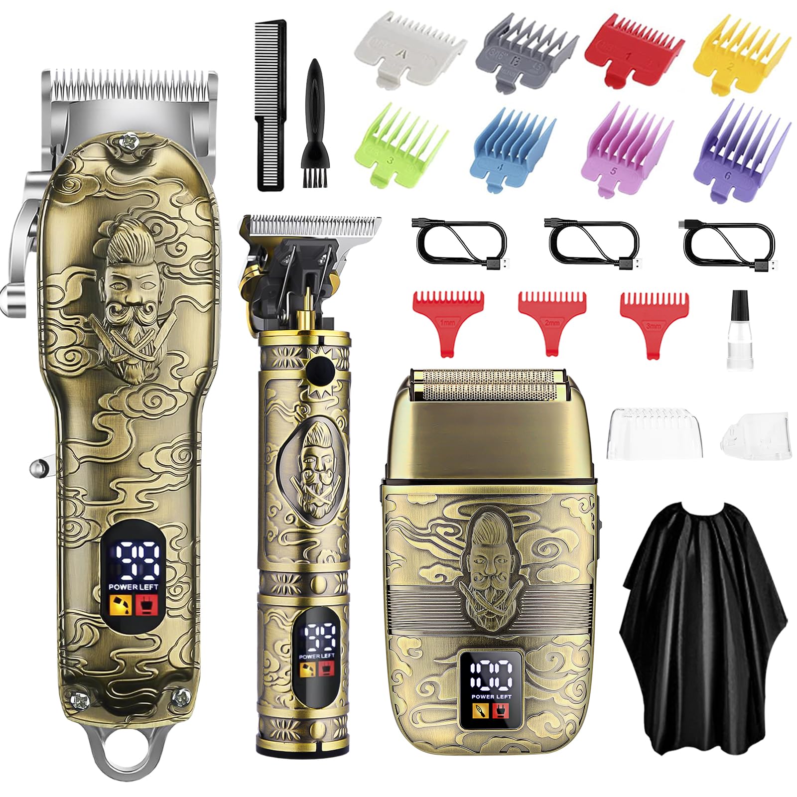 GSKY Professional Hair Clippers for Men Cordless,Clippers and Grooming Set， Bronze