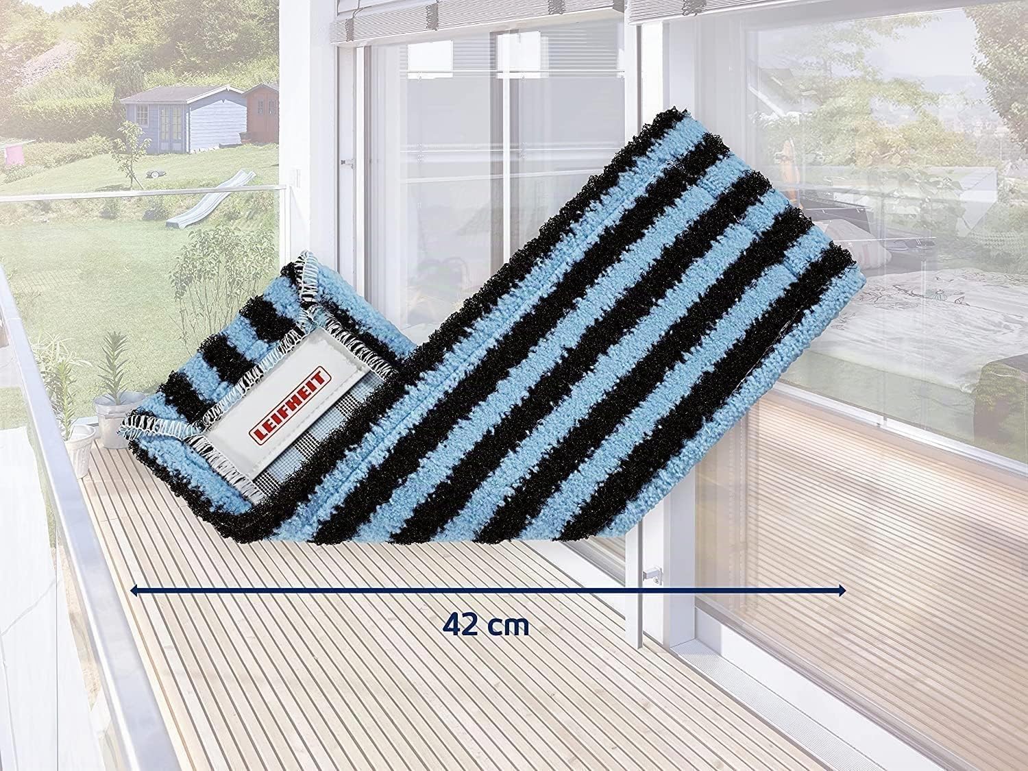 Leifheit Lot de 2 Housses Profi XL Outdoor Active, Housse de Rechange Microfibres à Double Fibre spéciale pour Balai à Plat Profi XL, pour décrocher et Absorber la saleté des sols extérieurs