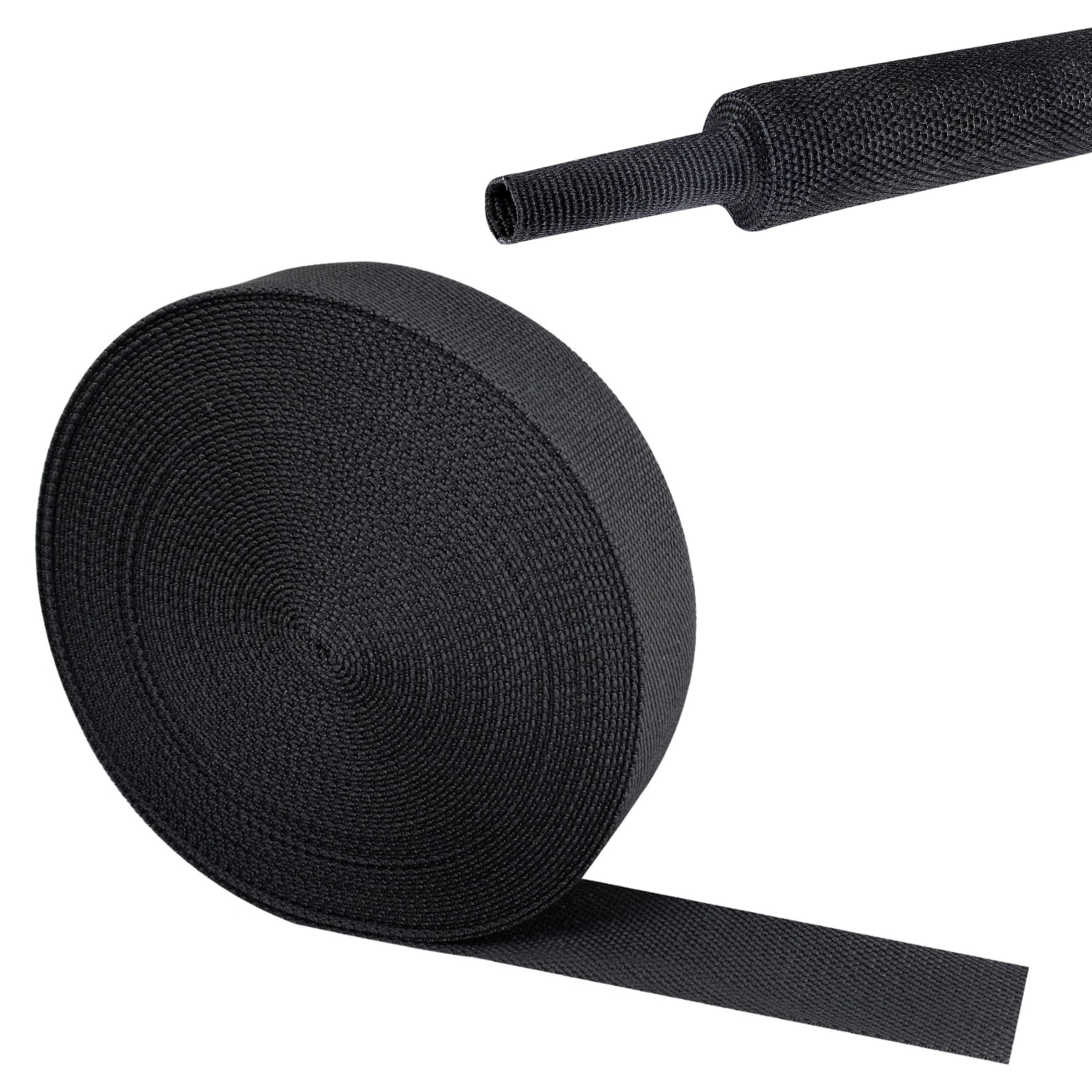 Guaina intrecciata termorestringente 2 in 1, 1,9 cm - 7,6 m | Tubi termorestringenti in tessuto termorestringente 2:1 per cavi tubolari ideali per tubi di forma irregolare/cavo/filo
