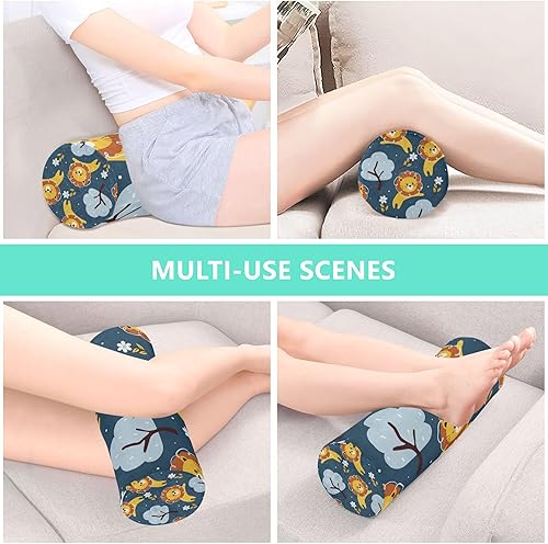 Miniatura 7 de JUNZAN Handdrawing Cartoon Tigers Flowers Blue Yoga Bolster Pillow Round Neck Roll Pillow Cover Small Round Pillows for Round Pillow Cases with