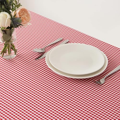 Miniatura 4 de maxmill - Mantel rectangular a cuadros, resistente al agua, antiarrugas, a prueba de derrames, pesado, suave, mantel a cuadros de gingham para