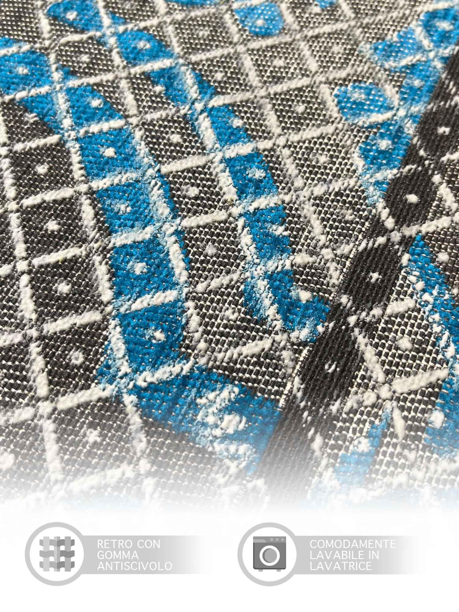 Tappeto In Ciniglia E Cotone - Design Cactus, Antiscivolo, Lavabile, 57x190cm