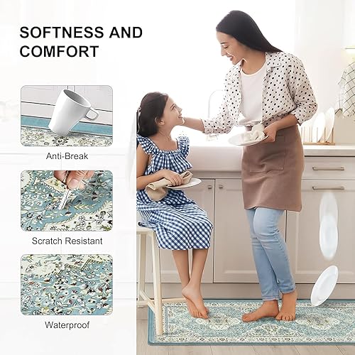 Miniatura 3 de Collive Juego de 2 tapetes de cocina antideslizantes para el suelo, tapetes de cocina antideslizantes para el suelo, alfombras y tapetes de cocina,
