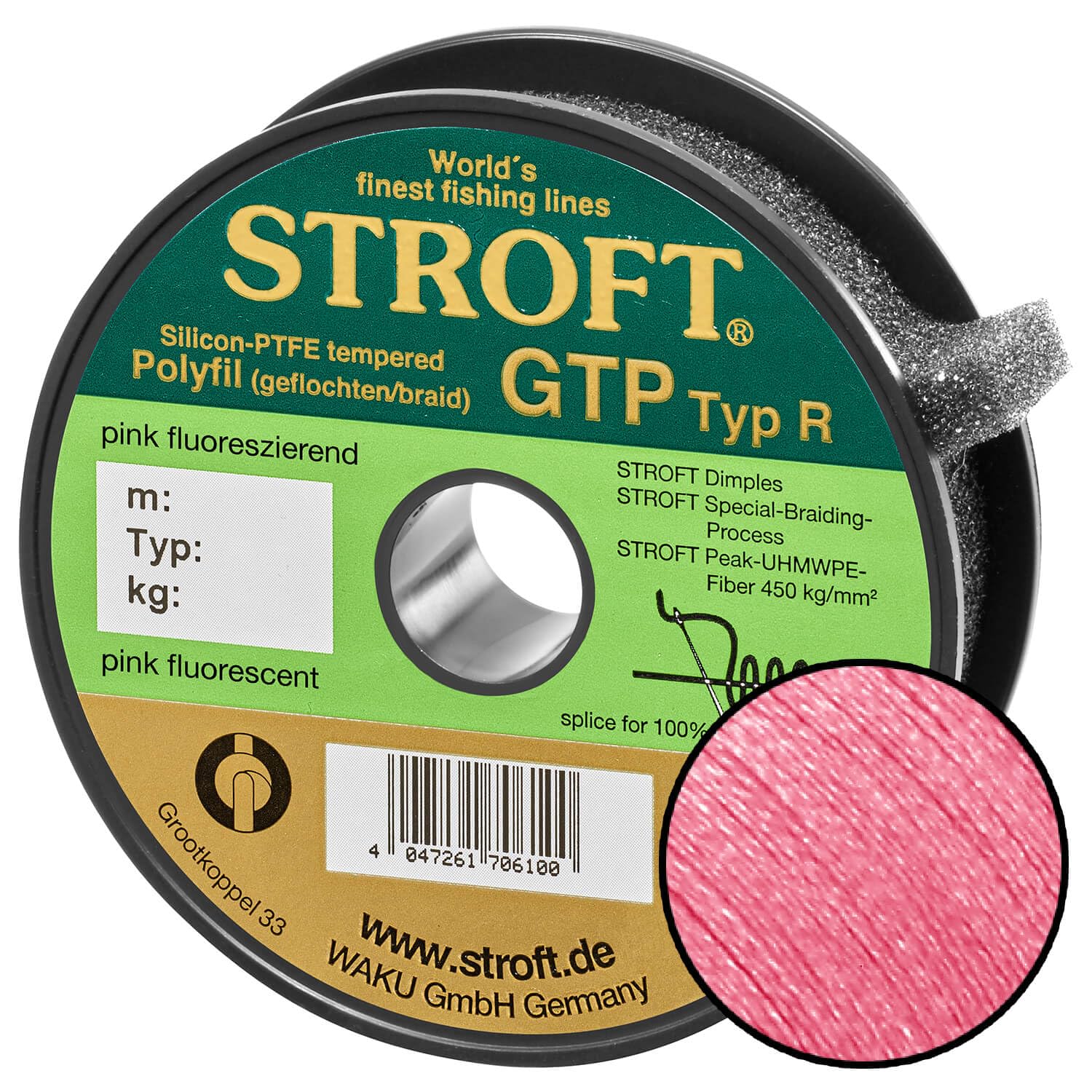 Ficelle stroft GTP type R Fil tressé 250 m Rose Fluor, Mixte