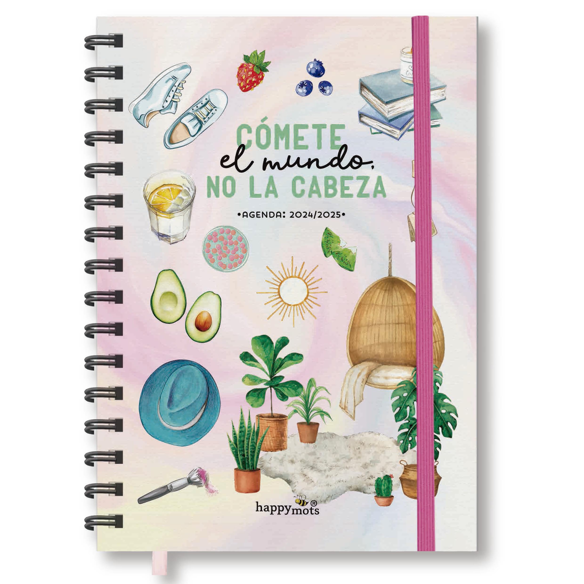 HappyMots - Agenda 2024 2025 Semana Vista - Agendas Escolares 2024-2025 Para una Vida Feliz y Organidada - Agenda Semana Vista (CÓMETE EL MUNDO)