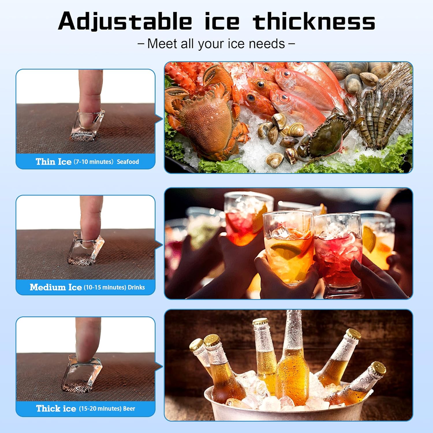 Commercial Ice Maker Machine 100LBS/24H, 36Ice Cubes/Cycle Stainless Steel Freestanding & Undercounter Ice Maker with 20LBS Storage, 2 Water Inlet Modes,Self-Cleaning for Homes,Bars,Restaurants