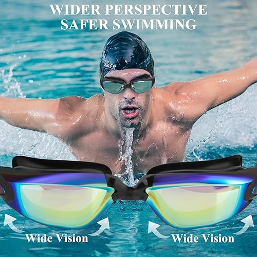 Miniatura 5 de Gafas de natación, gafas de natación sin fugas, antiniebla, protección completa con clip de nariz, tapones para los oídos, gafas de natación para