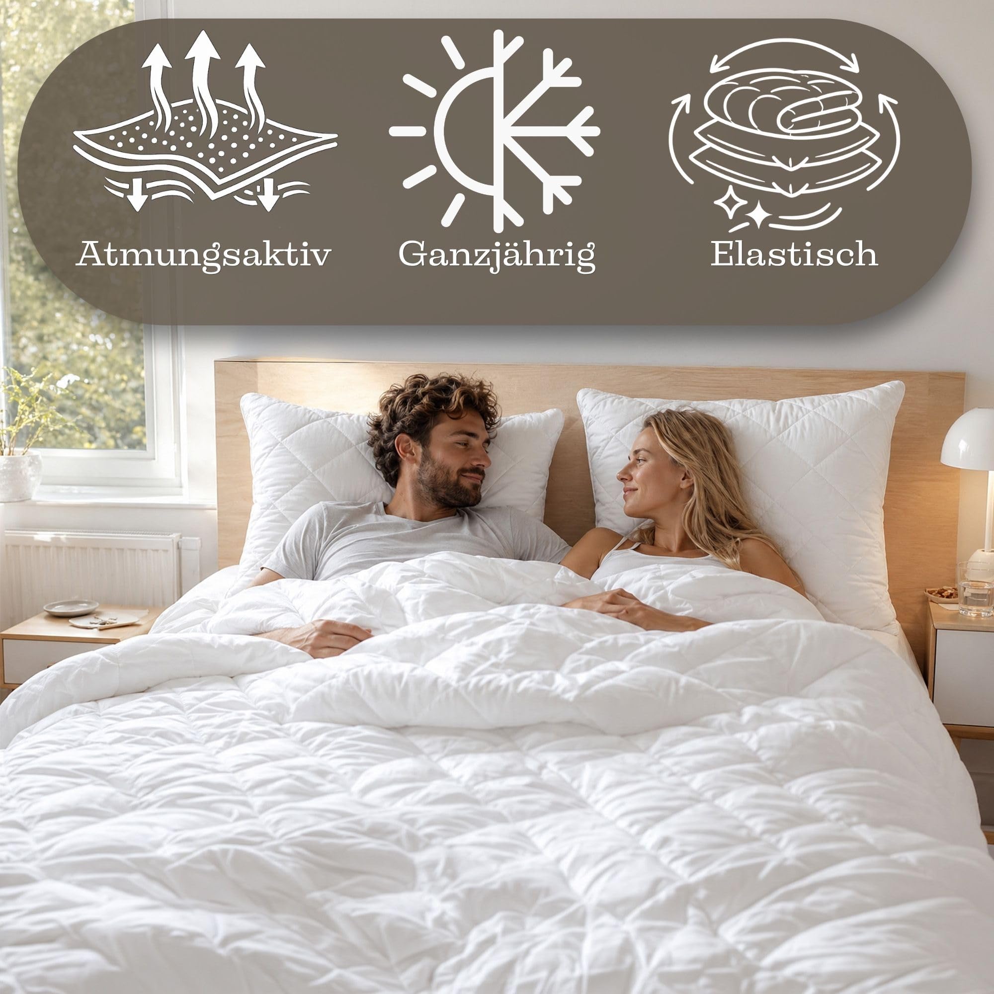 Ganzjahresdecke Bettdecke Set: 2 Stück 135x200 + 2 Stück 80x80 cm - Bettdecken Duvet Bett Decke Steppdecke Schlafdecke Steppbettdecke Quilt mit Füllung aus Microfaser weiß Oeko-Tex-Zertifikat