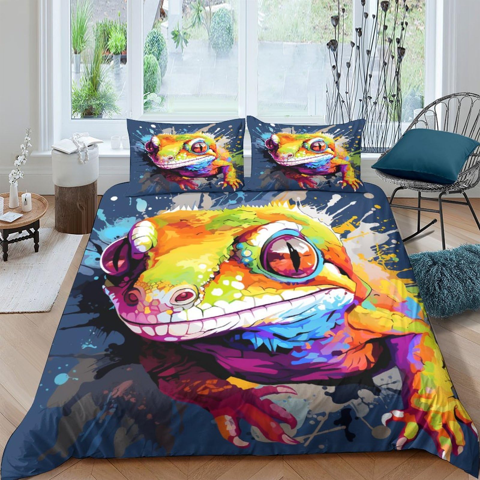 Housse de couette sans repassage 220x240 cm microfibre anti-plis avec zip