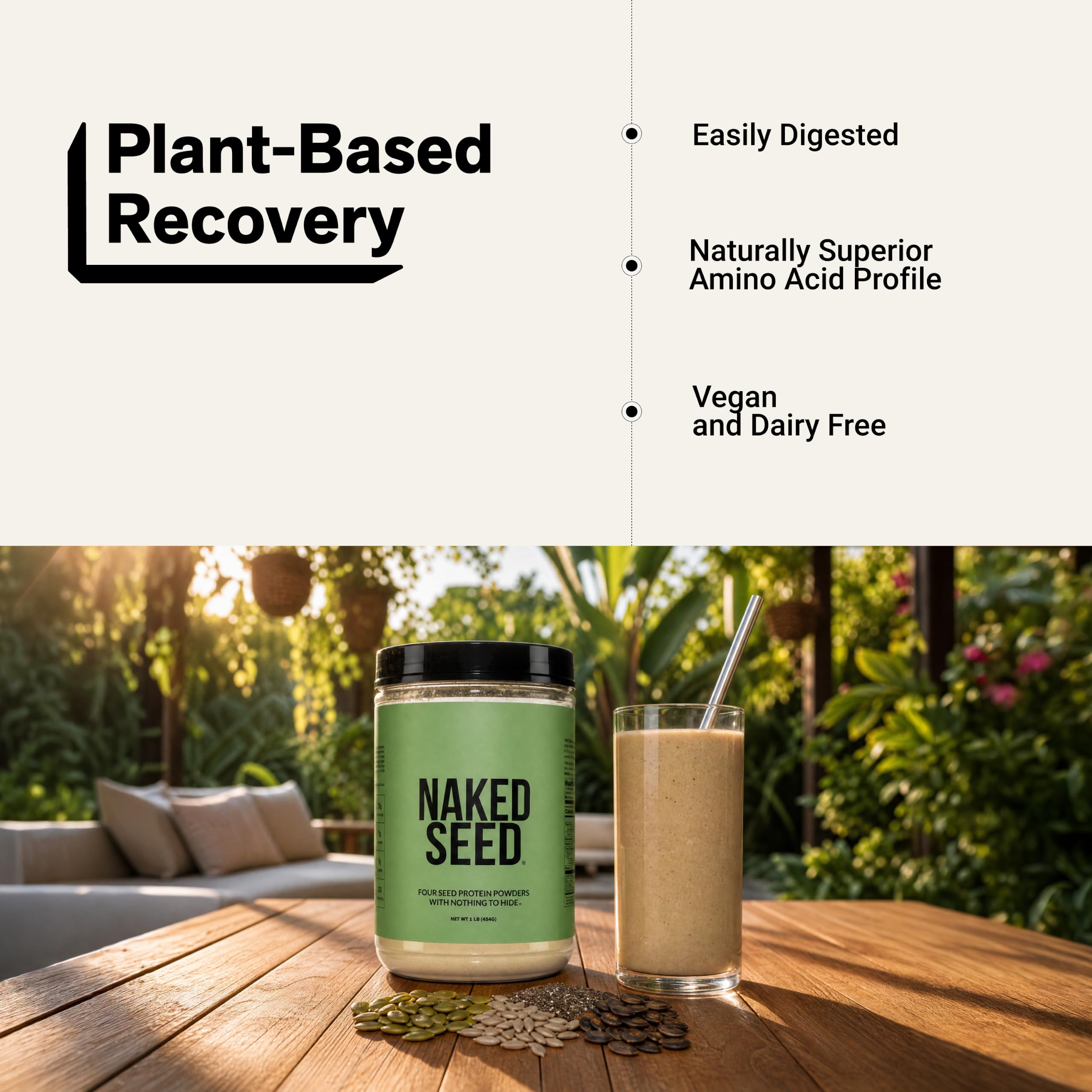 Naked Seed - 4 Seed Protein Powder, Only 4 Ingredients - Chia, Watermelon, Sunflower and Pumpkin Seed - Gluten-Free, Soy Free, Vegan, No Gmos, No Artificial Sweeteners - 15 Servings — Amazon image 6