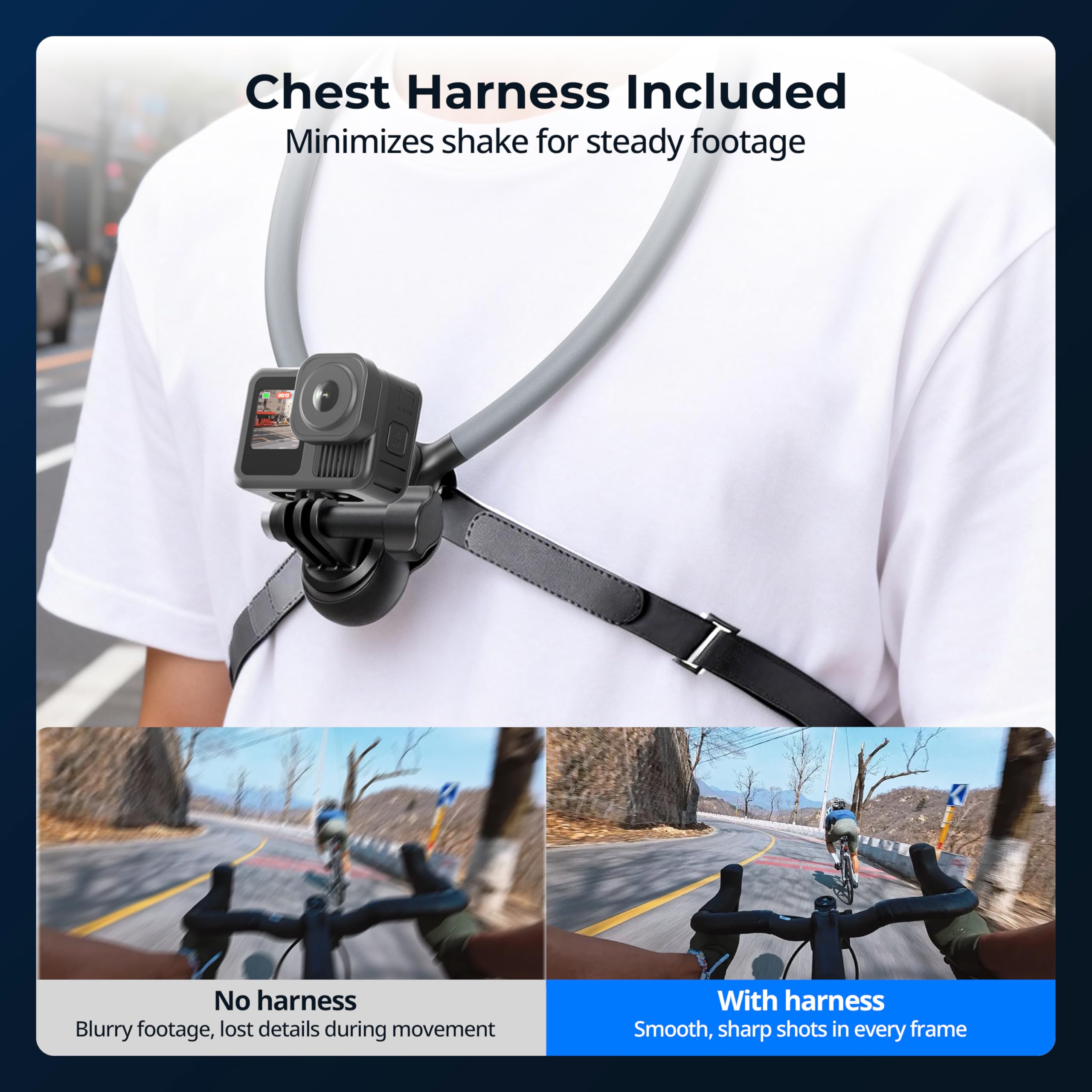SMALLRIG Support de Cou avec Sangle de Poitrine pour caméras d'action, avec Interface à 2 Broches pour GoPro Hero 13/12/11/10/9, pour DJI Osmo Action 5 Pro/4/3, pour Insta360 Ace Pro 2-5596