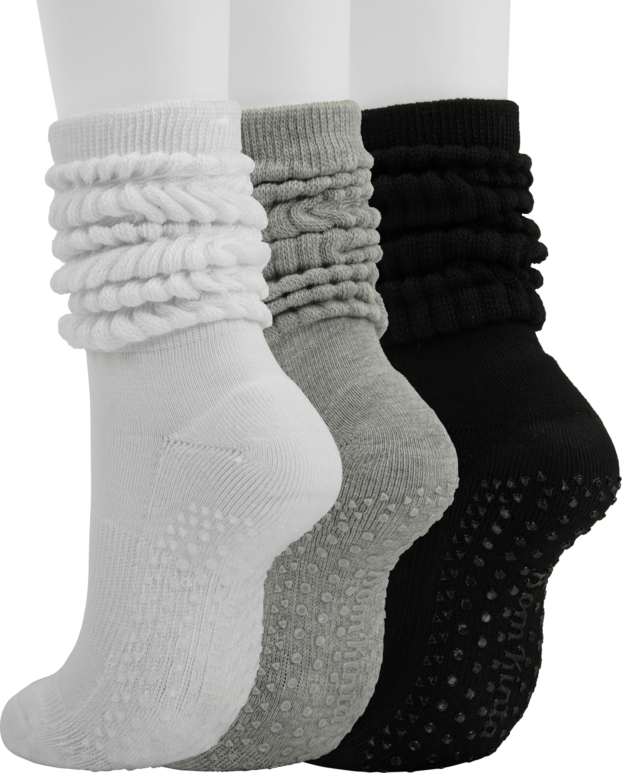 BomKinta Pilates Socks with Grips for Women - Yoga Grippy Slouch Scrunch Sock - Slipper Socks for Barre