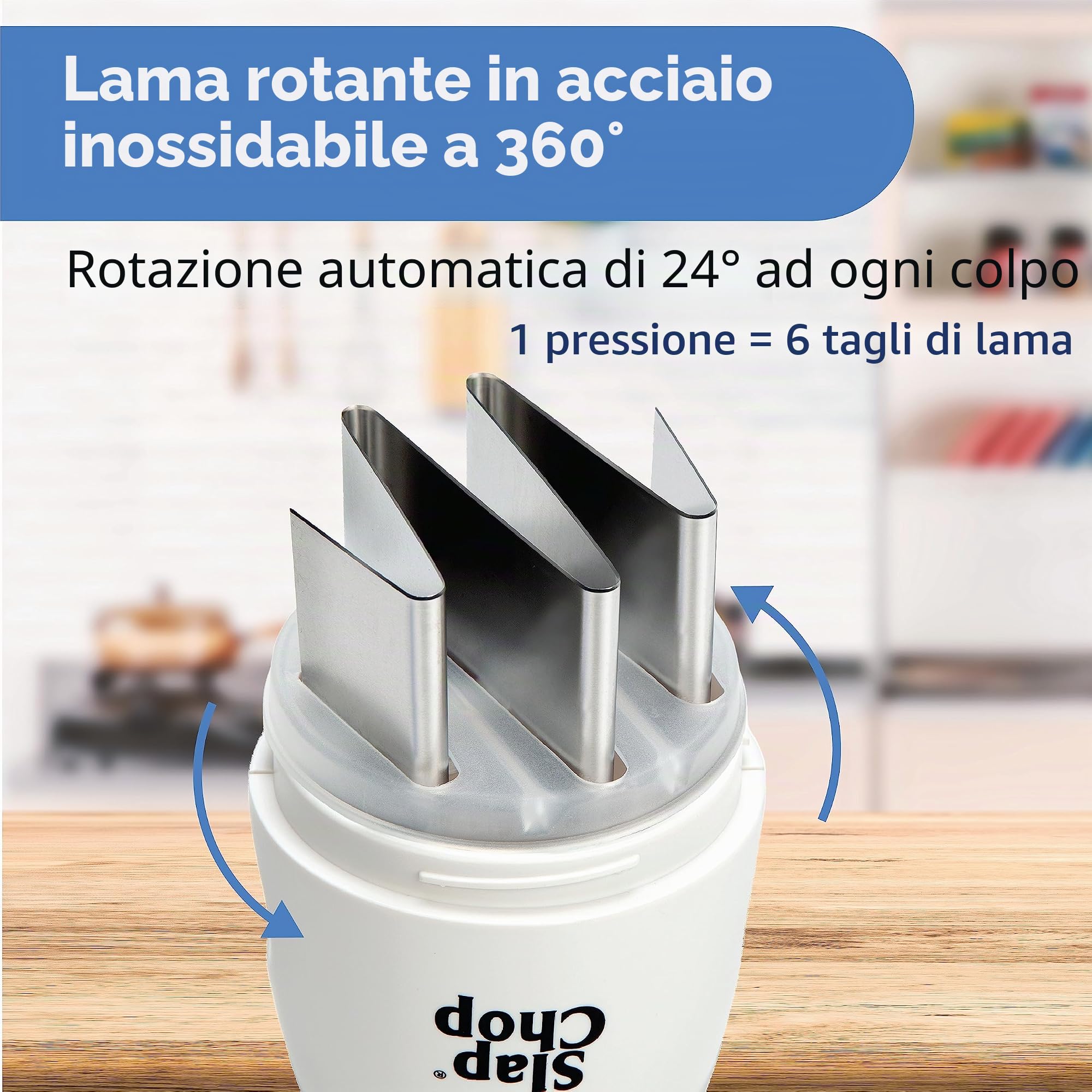 Slap Chop - Tritatutto originale con lame giapponesi in acciaio inox e apertura a farfalla per una facile pulizia – gadget tritatutto – mini tritatutto per insalate – accessorio da cucina