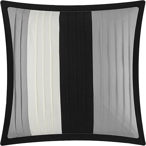 Miniatura 3 de Chic Home Ayelet - Juego de edredón beige de microfibra de alta calidad, tamaño King (10 piezas), color liso a rayas de colores contrastantes,