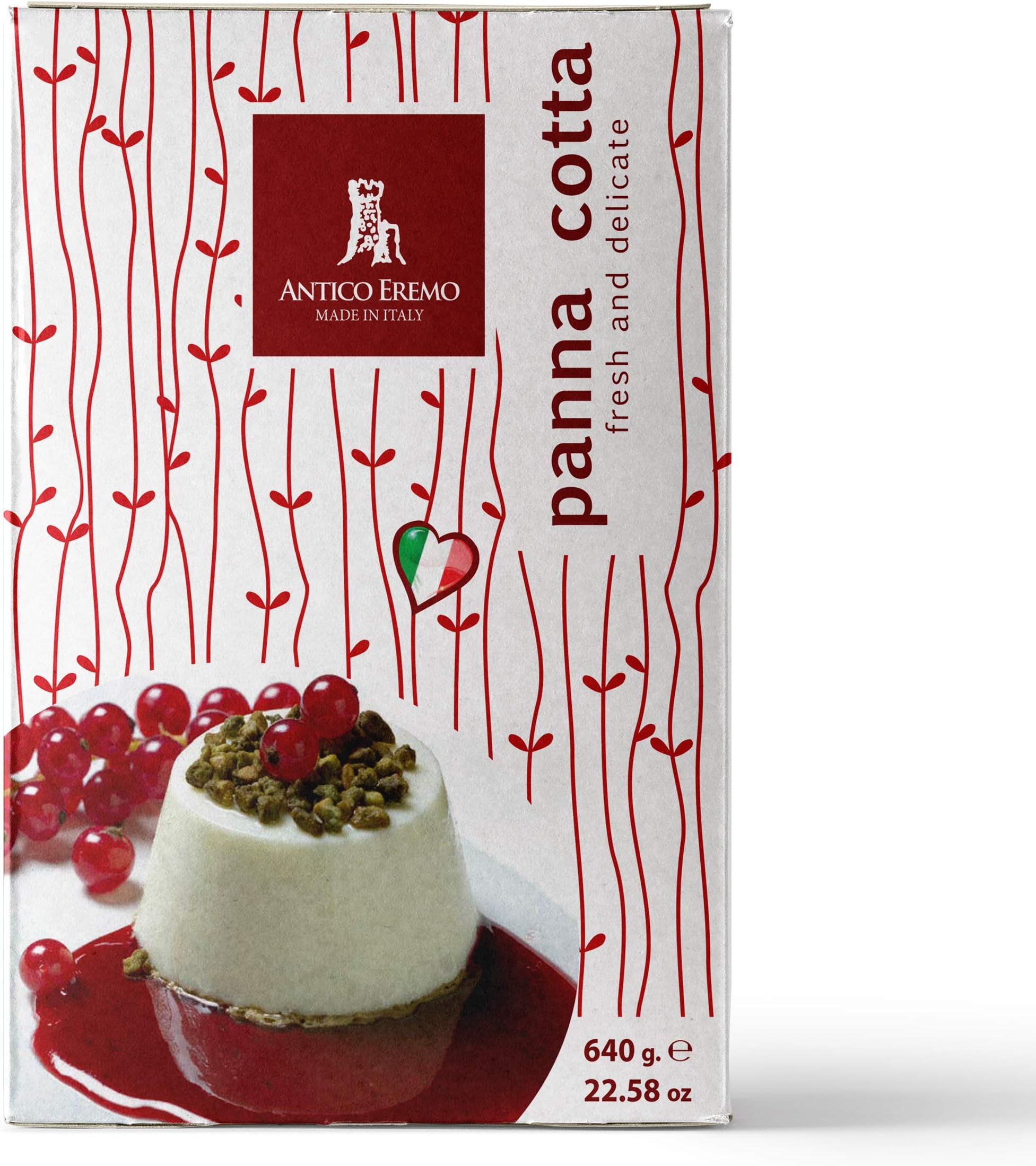 Panna Cotta Mix fresh and delicate by Antico Eremo. 48 servings. 4 Bags/Box. 22.58 oz. Made in Italy
