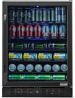NewAir Beverage Refrigerator Built In Cooler with 177 Can Capacity Soda Beer Fridge, NBC177BS00, Black Stainless Steel